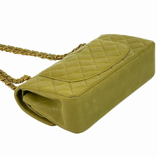 1000066690039 12 Chanel Matelasse W Flap Chain Shoulder Bag Leather Lime Green