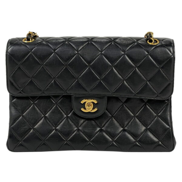 1000066690237 13 Chanel Coco Mark Chain Double Face Big Matelasse Bag Leather Black