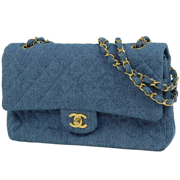 1000066693474 11 Chanel Matelasse W Flap Chain Shoulder Bag Denim Blue