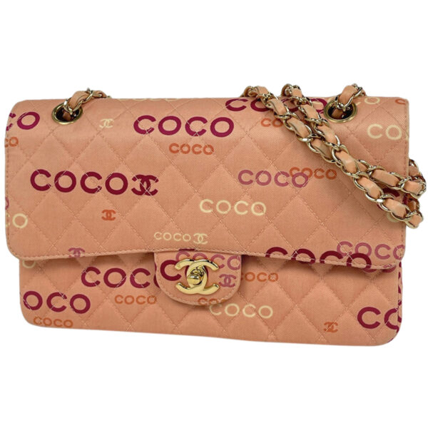 1000066694495 11 Chanel Matelasse W Flap Chain COCO Shoulder Bag Canvas Pink