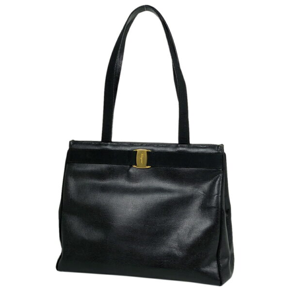 1000066759330 11 Salvatore Ferragamo Vara Leather Shoulder Tote Bag Black