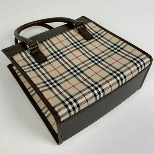 1000066933006 12 Burberry Plaid Nova Check Canvas Handbag Beige Brown