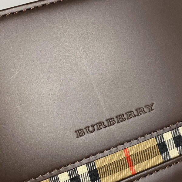 1000067170721 15 Burberry Check Pattern Leather Tote Handbag Brown