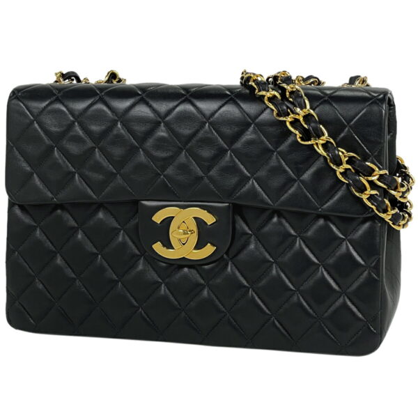 1000067202705 11 Chanel Deca Matelasse Single Flap W Chain Shoulder Bag Leather Black