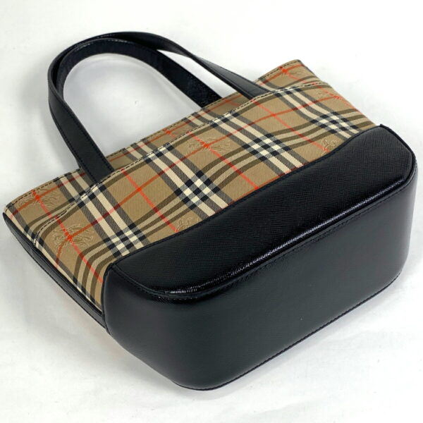 1000067213947 12 Burberry Check Pattern Canvas Handbag Brown Black