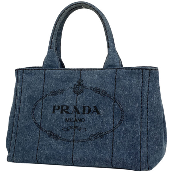 1000067221102 11 PRADA Canapa Tote 2WAY Shoulder Bag Denim Blue