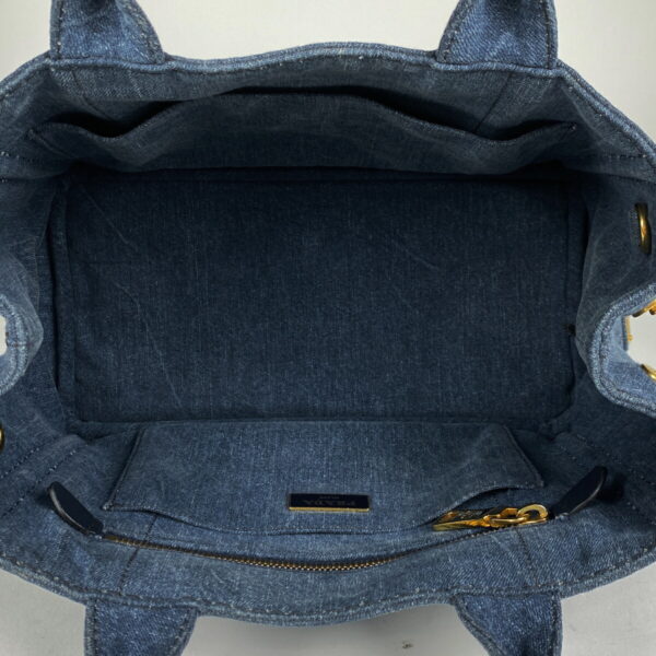 1000067221102 17 PRADA Canapa Tote 2WAY Shoulder Bag Denim Blue