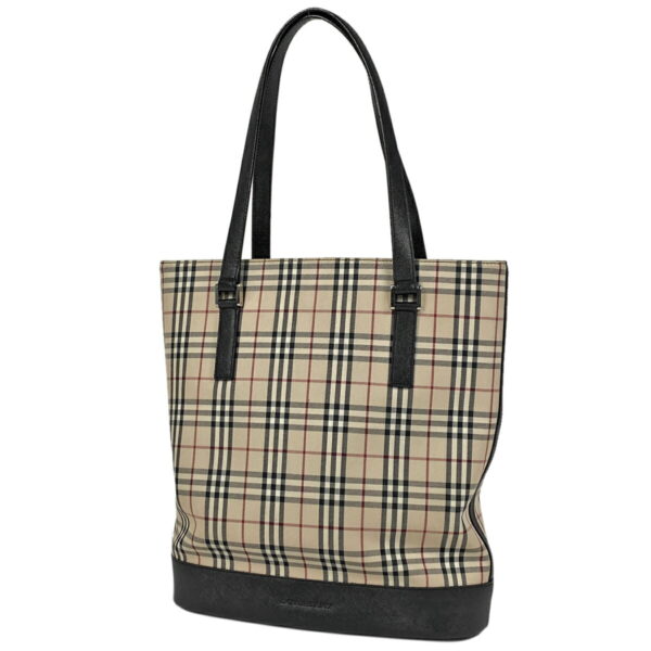 1000067297213 11 Burberry Check Pattern Canvas Bucket Tote Shoulder Bag Beige Black