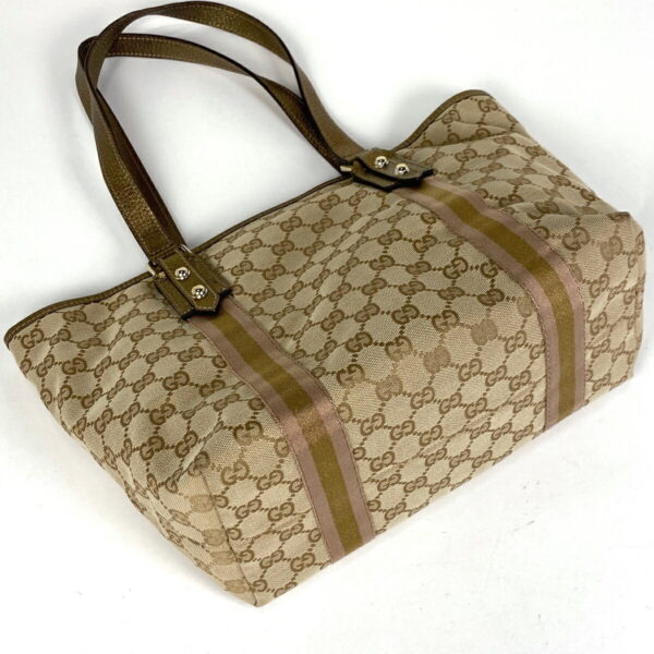 1000067298012 12 Gucci GG Pattern Sherry Line Tote Bag GG Canvas Beige