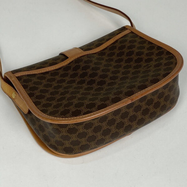 1000067299477 12 Celine Macadam Pattern Diagonal Canvas Shoulder Bag Brown