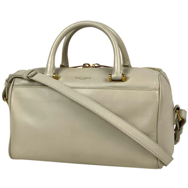 1000067512811 11 Saint Laurent Baby Duffle Handbag 2Way Shoulder Bag Leather Ivory