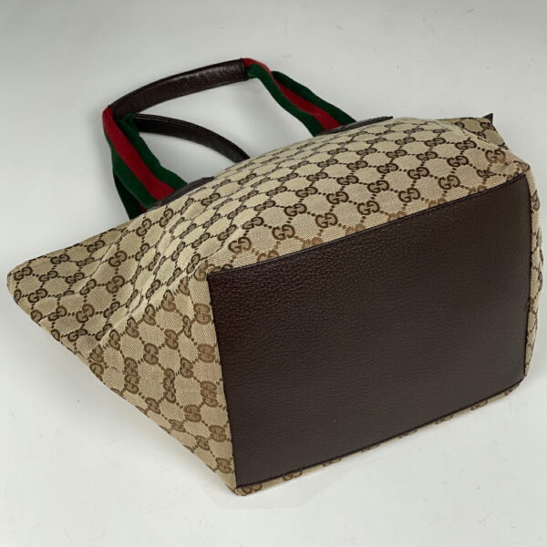 1000067636463 12 Gucci GG Pattern Sherry Line Tote Bag GG Canvas Brown