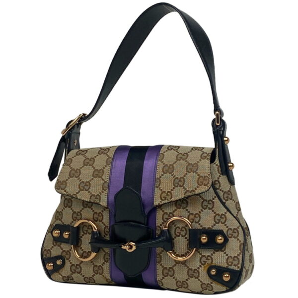 1000067714093 11 Gucci GG Pattern Sherry Line Shoulder Bag GG Canvas Beige Black