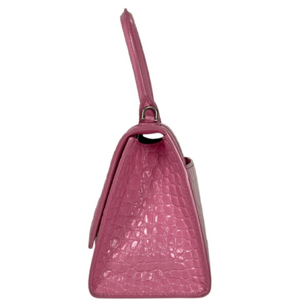 1000067788865 12 Balenciaga Hourglass Small 2WAY Crocodile Embossed Leather Shoulder Handbag Pink