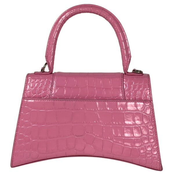 1000067788865 13 Balenciaga Hourglass Small 2WAY Crocodile Embossed Leather Shoulder Handbag Pink