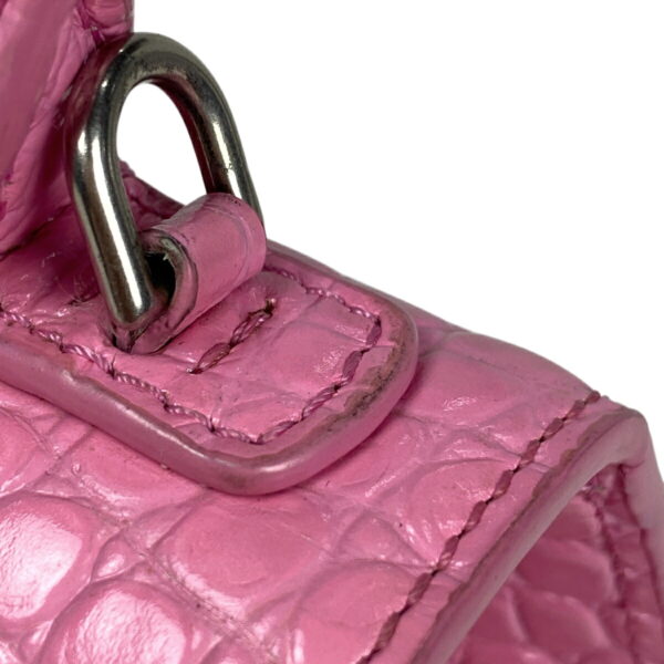 1000067788865 20 Balenciaga Hourglass Small 2WAY Crocodile Embossed Leather Shoulder Handbag Pink