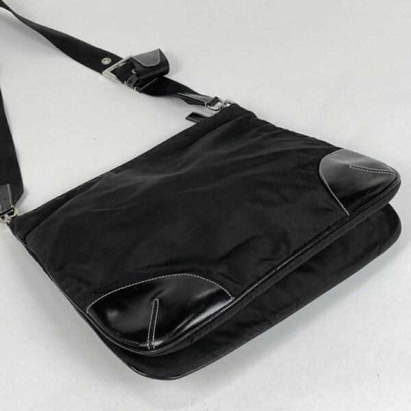 1000067823825 12 PRADA Plate Crossbody Shoulder Bag Nylon Nero