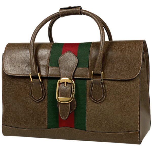 1000067832278 11 Gucci Shelly Line Web Bag Leather Brown Green Red