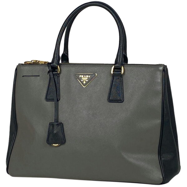 1000067847012 11 PRADA Galleria Handbag 2WAY Saffiano Leather Gray Black