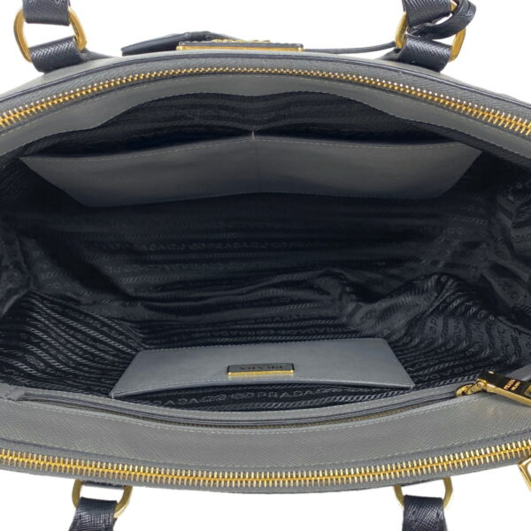 1000067847012 19 PRADA Galleria Handbag 2WAY Saffiano Leather Gray Black