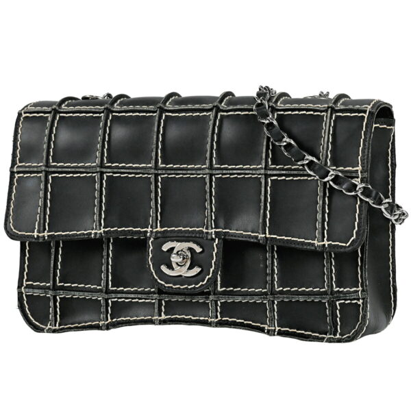 1000067863548 01 Chanel Coco Mark Chain Shoulder Bag Leather Black