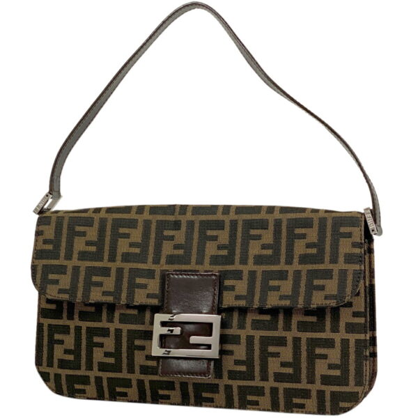 1000067898526 11 FENDI Zucca Pattern Shoulder Canvas Brown