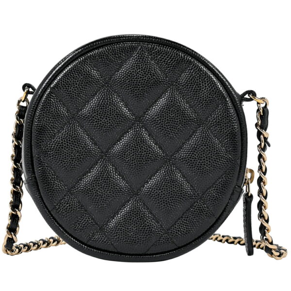 1000068095863 03 Chanel Coco Mark Round Chain Mini Classic Shoulder Bag Caviar Skin Black