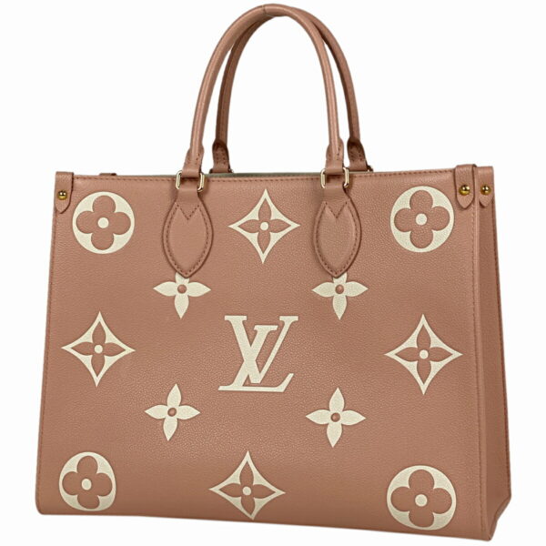 1000068097249 11 Louis Vuitton On the Go MM Bicolor 2WAY Tote Bag Monogram Empreinte Rose Trianon Crème