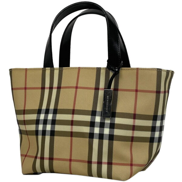 1000068116643 11 Burberry Plaid Canvas Tote Handbag Beige Multicolor