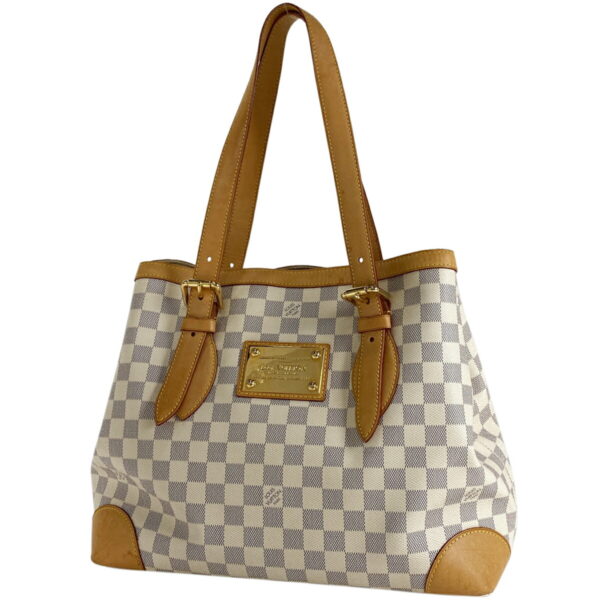 1000068228872 11 Louis Vuitton Hampstead MM Shoulder Tote Bag Damier Azur White