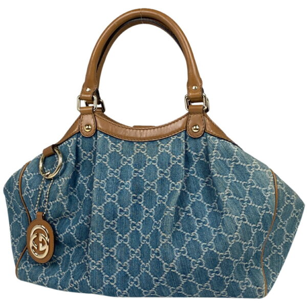 1000068272882 11 Gucci GG Pattern Sookie Denim Handbag GG Canvas Blue Brown