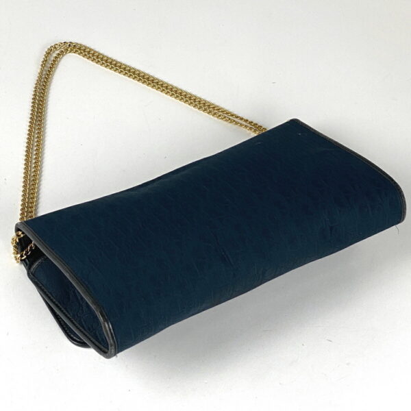 1000068274510 12 Christian Dior Trotter Pattern Canvas Chain Clutch Shoulder Bag Navy