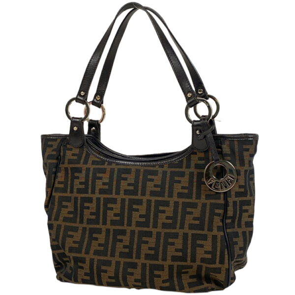 1000068318856 11 FENDI Zucca Pattern Handbag Tote Bag Canvas Brown