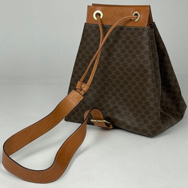 1000068336591 12 Celine Macadam Pattern Diagonal Canvas Shoulder Bag Brown