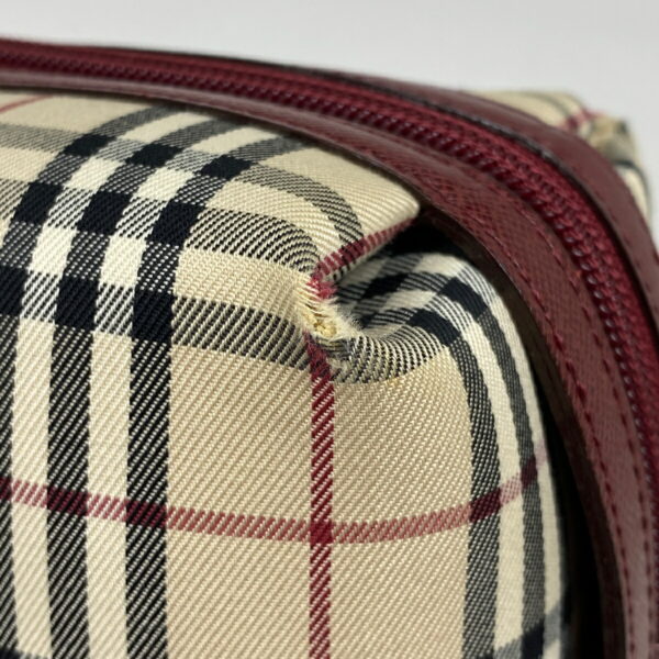 1000068425066 14 Burberry Plaid Nova Check Canvas Handbag Beige Bordeaux