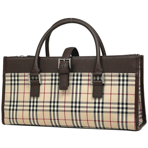 1000068457203 11 Burberry Plaid Nova Check Canvas Handbag Beige Brown