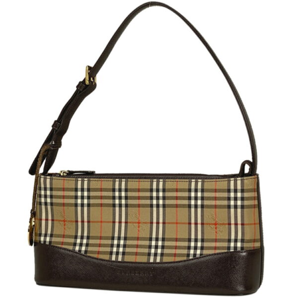 1000068470462 11 Burberry Plaid Canvas Shoulder Bag Brown