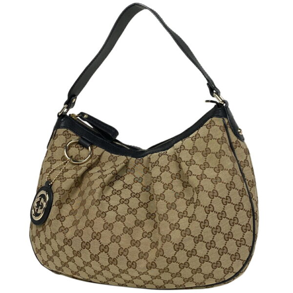 1000068557408 11 Gucci GG Pattern Sookie Shoulder Bag GG Canvas Brown Black