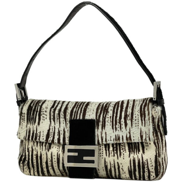 1000068595400 11 FENDI Animal Pattern Mamma Bucket Shoulder Harako White Black