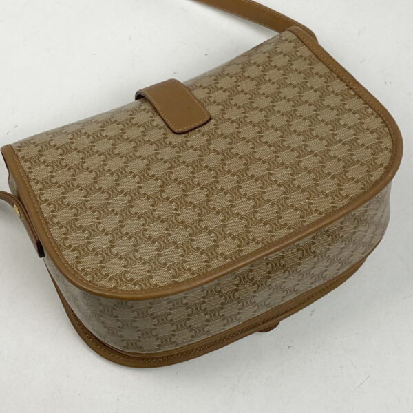 1000068607714 12 Celine Macadam Pattern Diagonal Canvas Shoulder Bag Beige