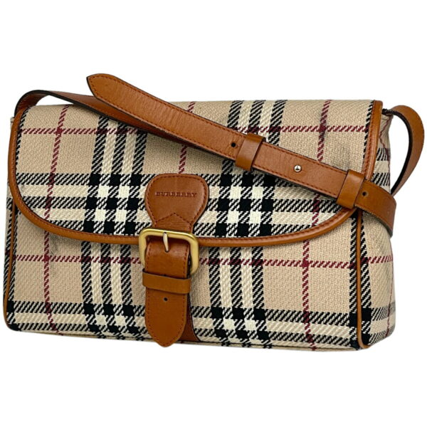 1000068738371 11 Burberry Plaid Nova Check Canvas Crossbody Shoulder Bag Beige