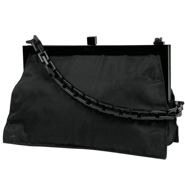 1000068788604 11 Prada Chain Clasp Shoulder Bag Nylon Nero