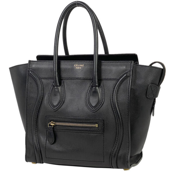 1000068855788 11 Celine Luggage Micro Shopper Leather Tote Handbag Black