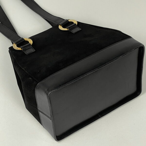 1000068877995 12 Celine Circle Suede Bucket Shoulder Bag Black