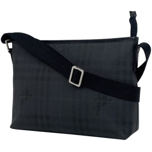 1000068941566 11 Burberry Plaid Canvas Shoulder Bag Blue Black