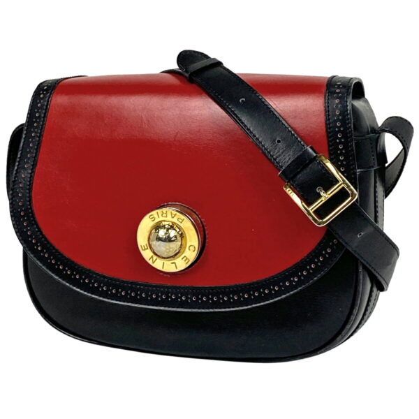 1000068950452 11 Celine Star Ball Bicolor Leather Shoulder Bag Black Red