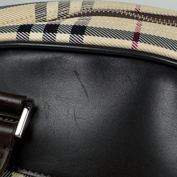 1000069106872 14 Burberry Plaid Canvas Handbag Beige Black