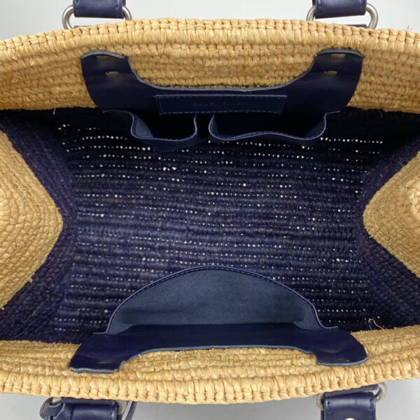 1000069123411 18 Balenciaga Bicolor Straw Raffia Tote Basket Bag Beige Purple Navy