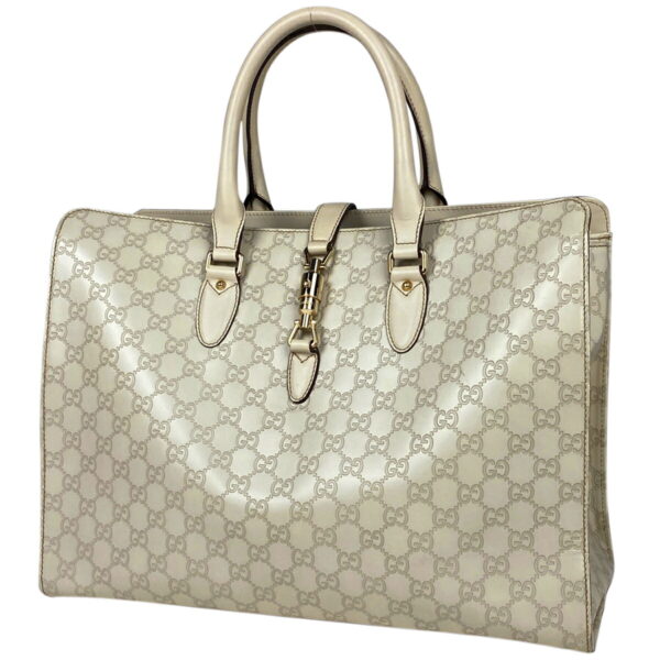 1000069154057 11 Gucci Jackie Line Tote Bag Leather White