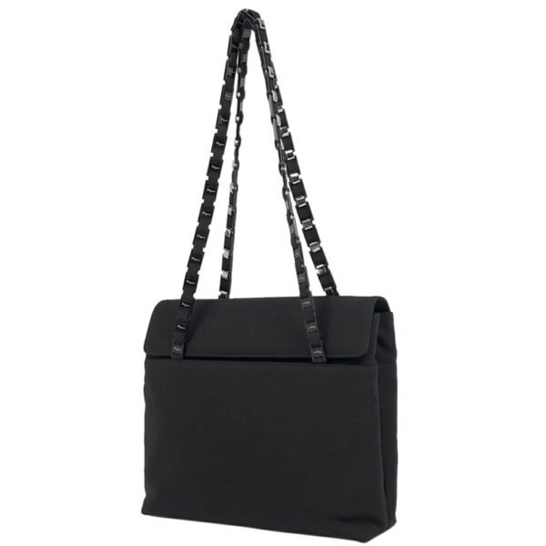 1000069171450 11 Salvatore Ferragamo Chain Nylon Canvas Tote Shoulder Bag Black